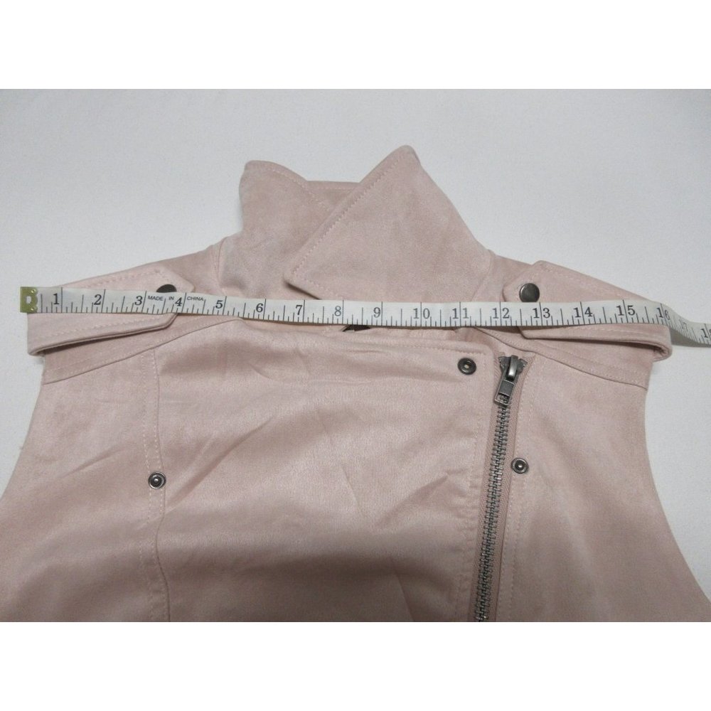 Philosophy women's soft pink vegan faux leather‎ suede moto vest, L - Picture 11 of 12